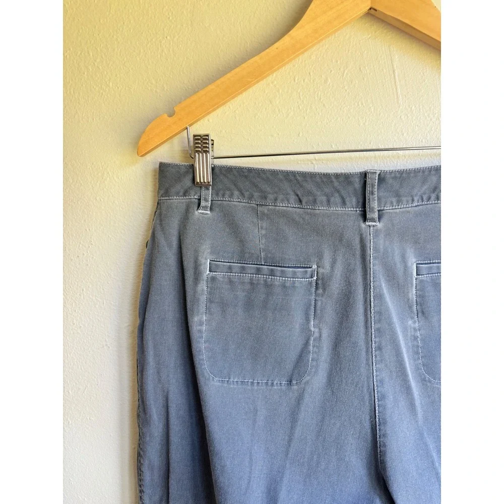 Chico's Women Gray Blue Ribbed Cotton Utility Shirt Jacket & Pant Set Size M